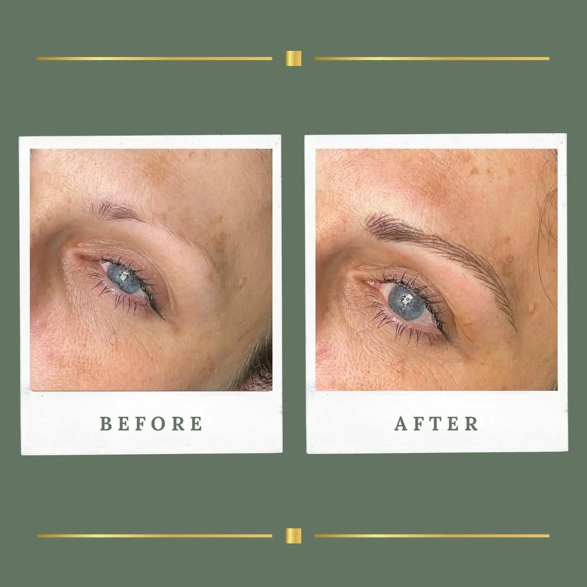 Hair stroke brow for natural permanent makeup, client from Blidworth