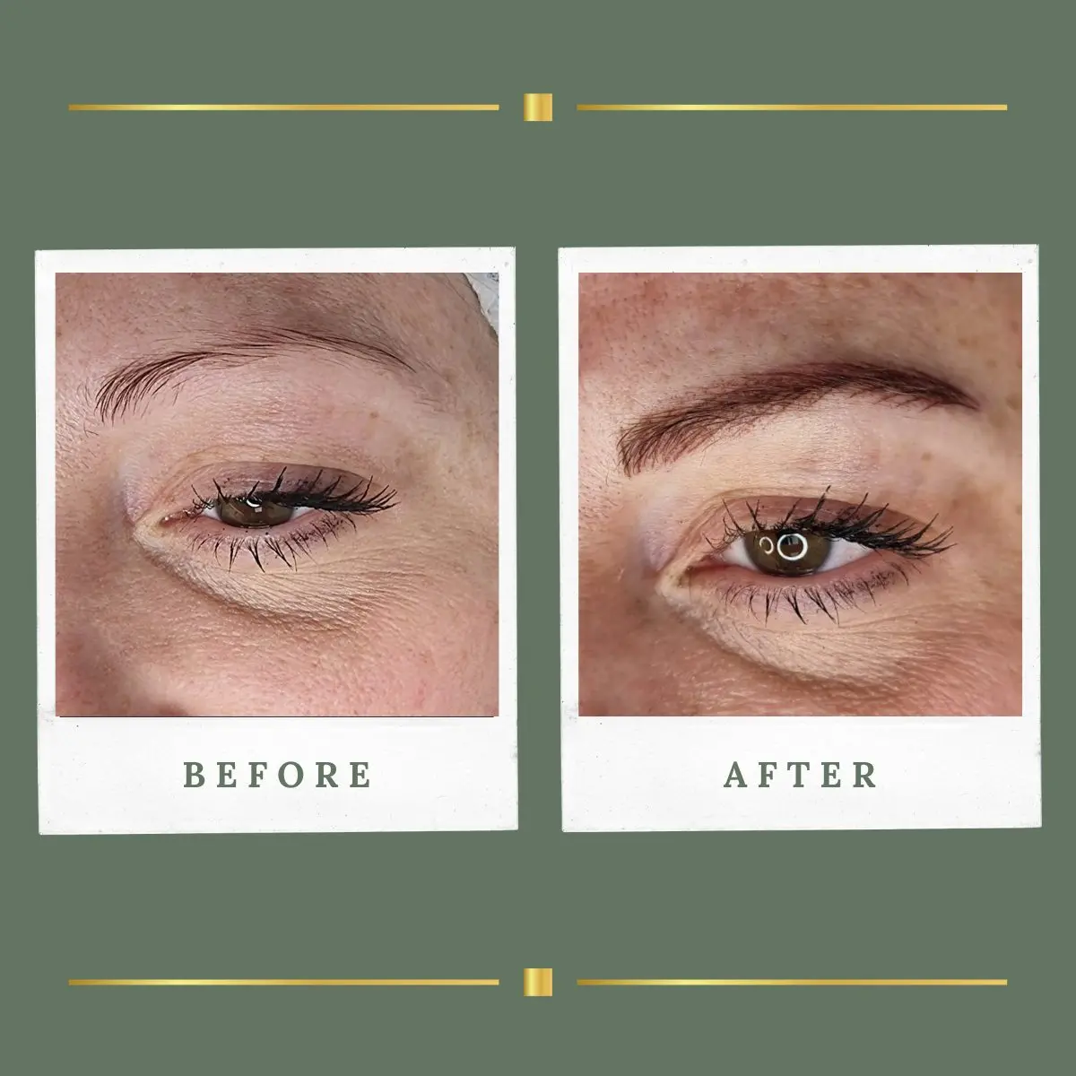 Natural hair stroke brow permanent makeup, healed result