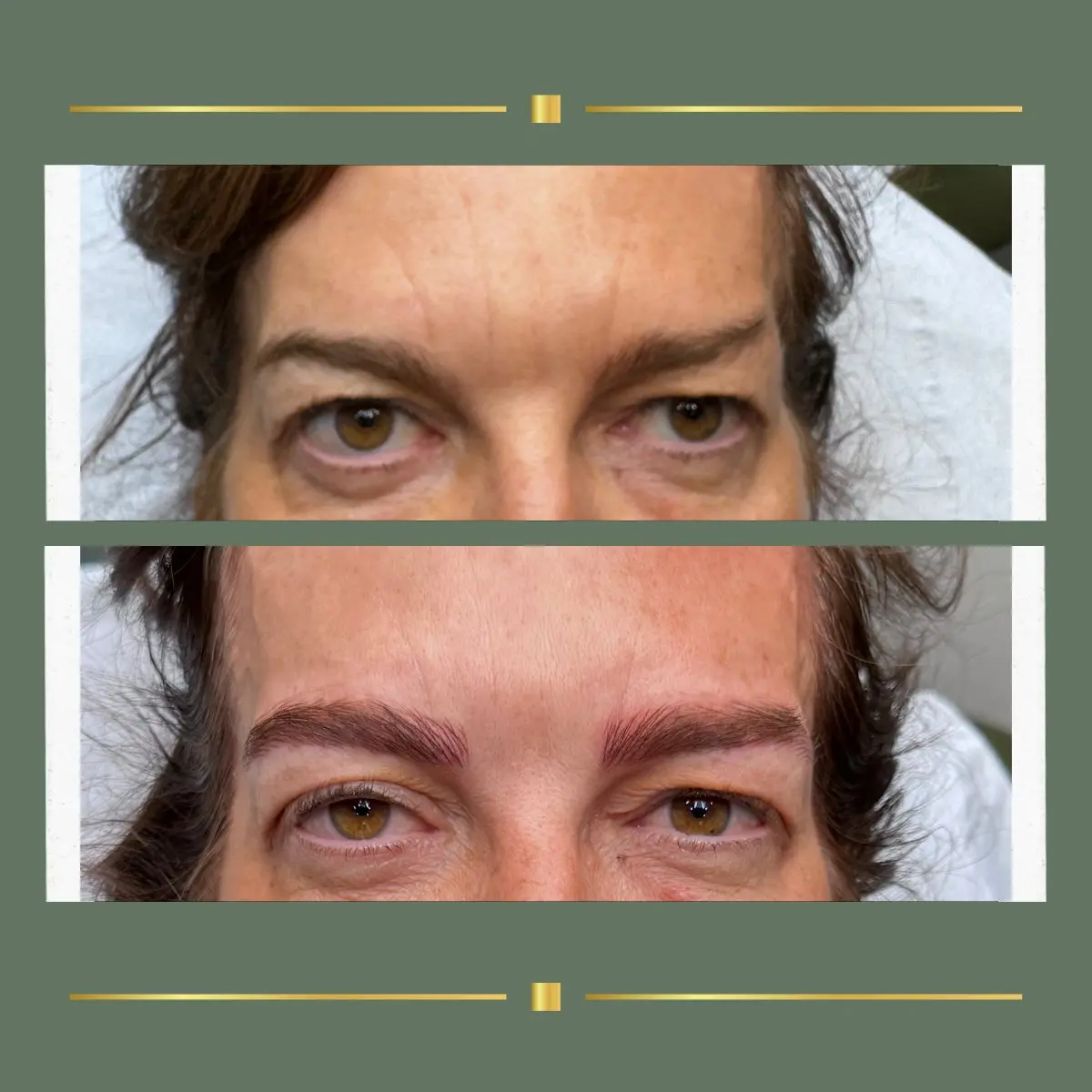 Hair stroke permanent makeup correcting uneven brows