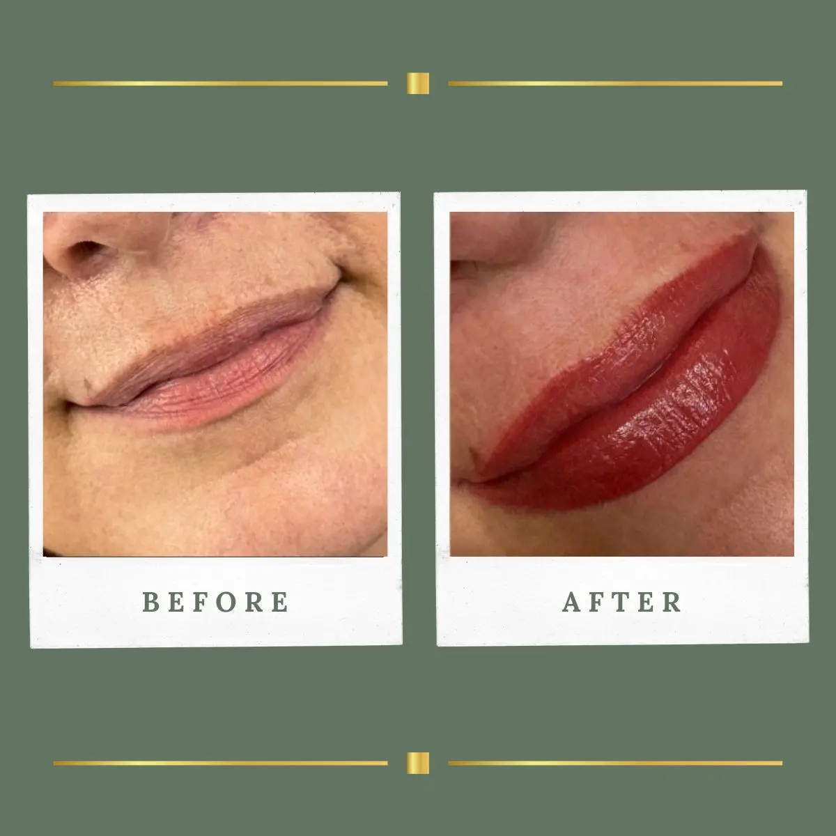 Full lipstick look permanent makeup close up, Farnsfield