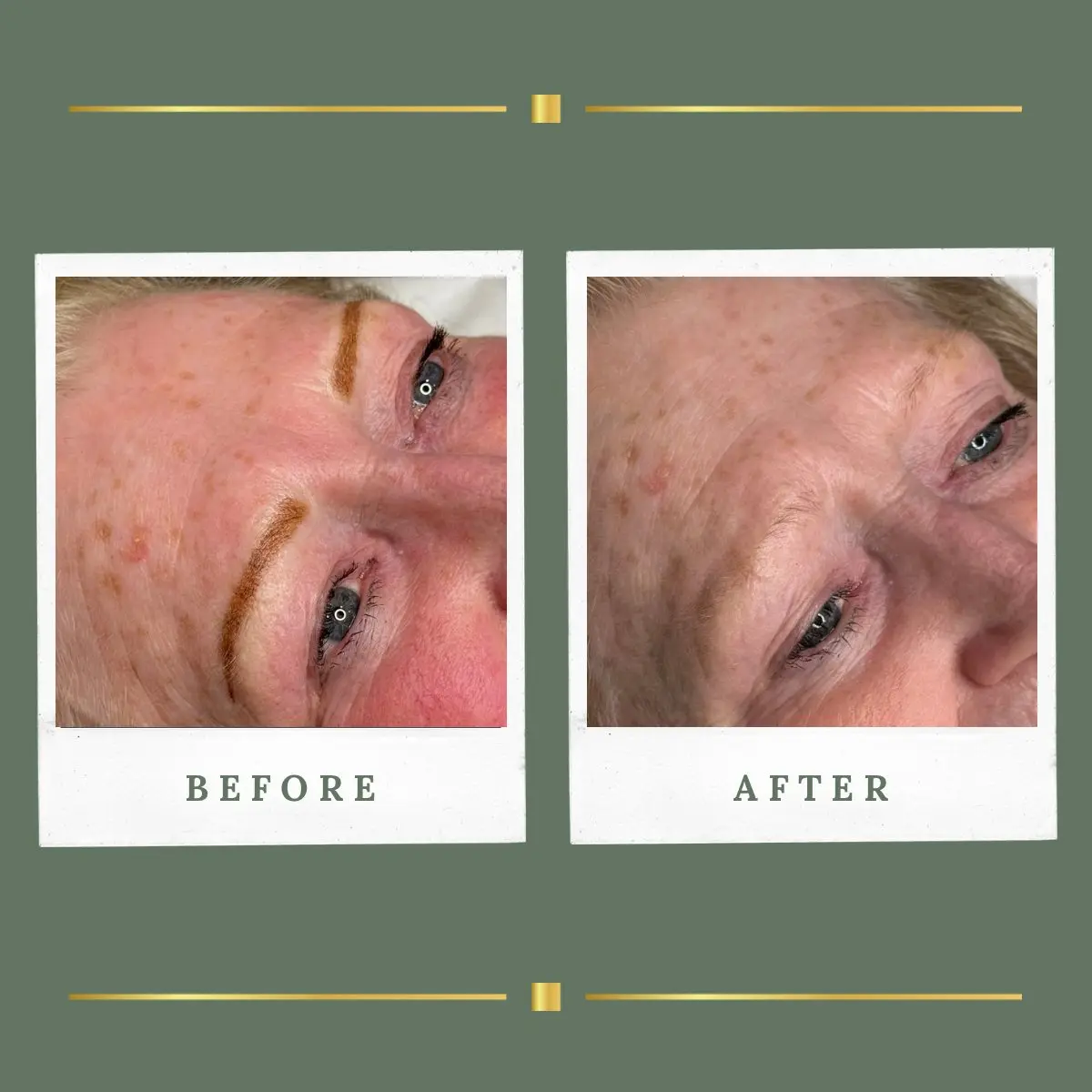 Soft blonde powder brow permanent makeup, client from Mansfield