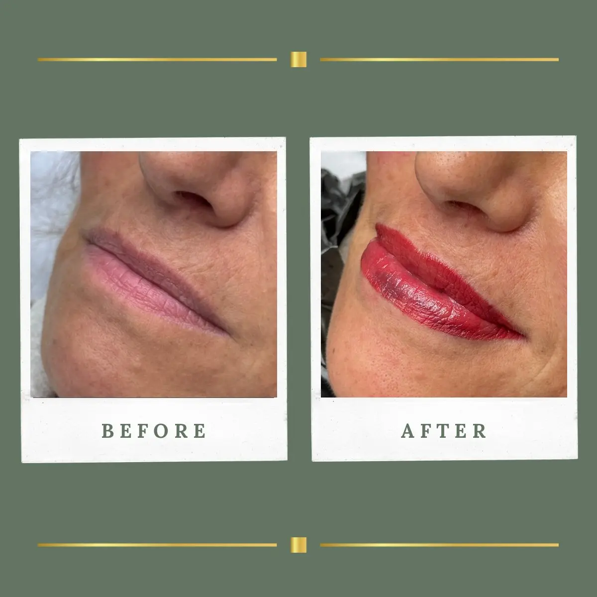 Lip permanent makeup correcting uneven lip tone, Nottinghamshire